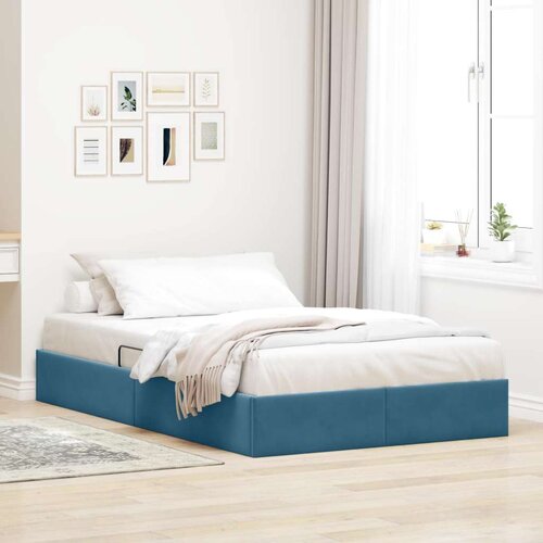  Ottomanska Okvir za krevet s pohranom s pohranom Baršun - Tamno plava 120 x 200 cm Cene