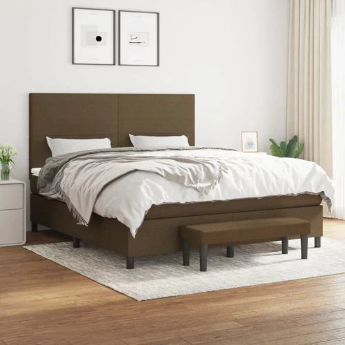  Box spring postelja z vzmetnico temno rjava 180x200 cm blago, (20899947)