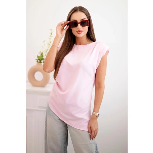 Kesi Włoski Elegant women's blouse with ruffles and asymmetrical cut Candy Pink Cijene