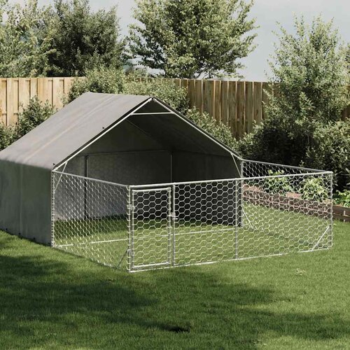 vidaXL zunanji pasji boks z izpustom 5x3x1,9 m pocinkano jeklo Cene