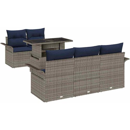 vidaXL Vrtna sedežna garnitura z blazino 6 pcs Siva poli ratan, (5000142810) Cene