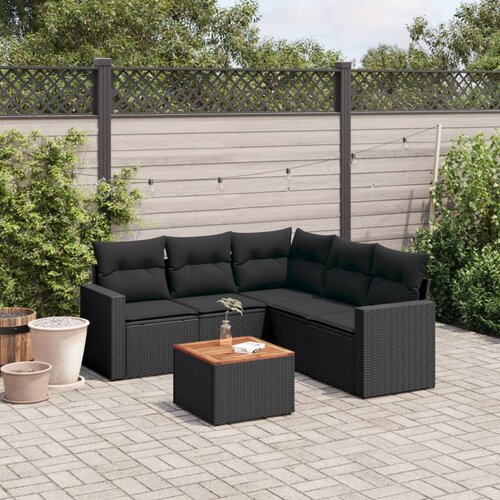 vidaXL 6-dijelni set vrtnih sofa s jastucima crni od poliratana Cijene