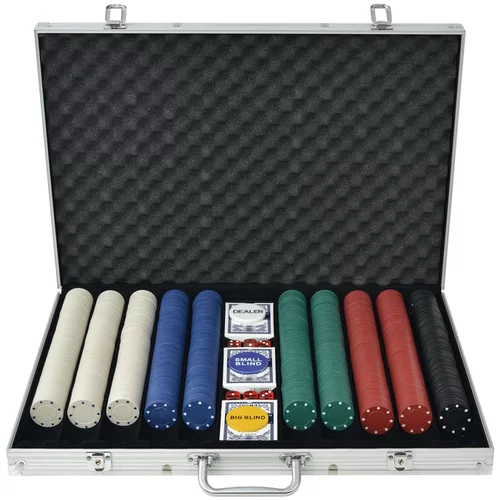 vidaXL Poker Set s 1000 Žetoni Aluminij, (20813040)