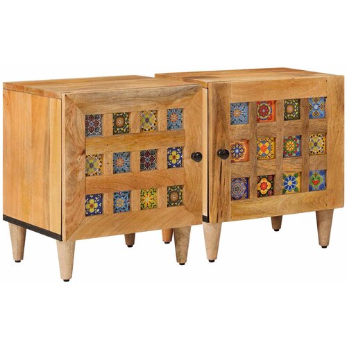  Noćni ormar 2 kom. Prirodna 40 x 33 x 46 cm Čvrsto drvo manga Cijene