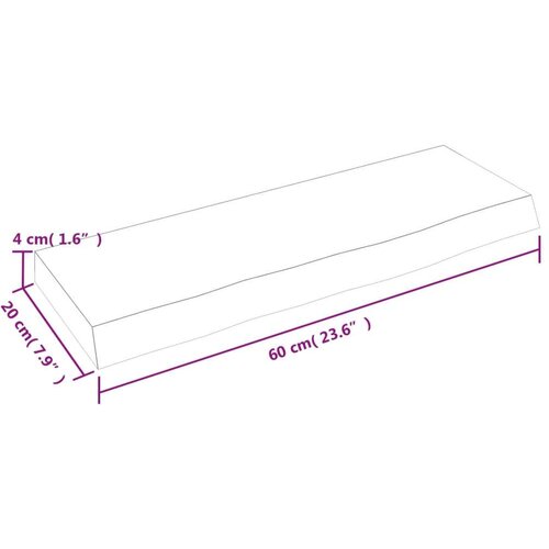  Polica tamnosiva 60 x 20 x 4 cm od obrađene hrastovine Slike