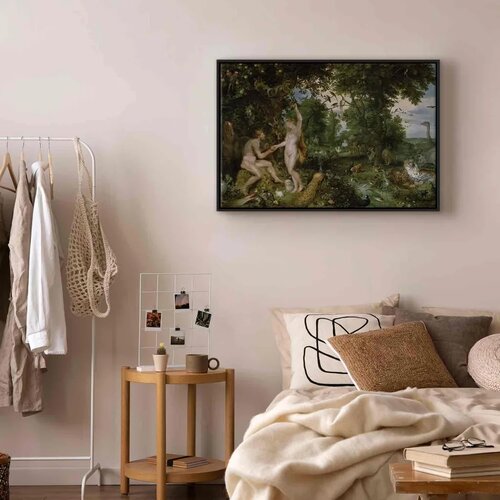  Slika - Peter Paul Rubens &amp;ndash; The Garden of Eden with the Fall of Man 90x60 U crnom drvenom okviru Slike