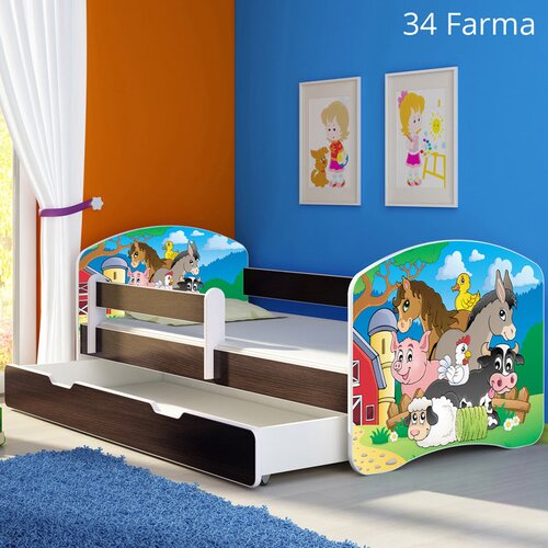  Dječji krevet ACMA s motivom, bočna wenge + ladica 140x70 cm 34 Farm Cijene