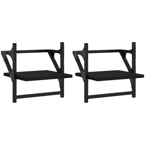  Zidne police s prečkama 2 kom crne 30 x 25 x 30 cm Slike