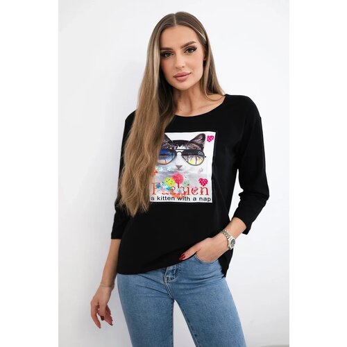 Kesi Cat Graphic Blouse 3D Black Cijene