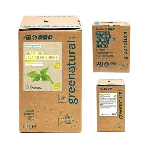 Greenatural &amp;Scaron;ampon z lanovim oljem in koprivo - 5 kg Slike