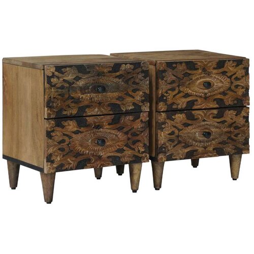  Nočna omarica 2 pcs Rjava 40 x 33,5 x 46 cm Masiven les manga, (5000247329) Cene