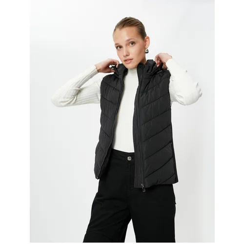 Koton Short Puffer Vest Hooded Zipper Pocket Detailed