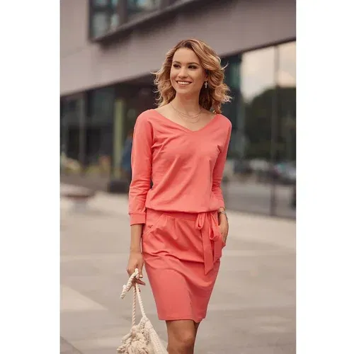 Fasardi Coral Dress Tied at the Waist