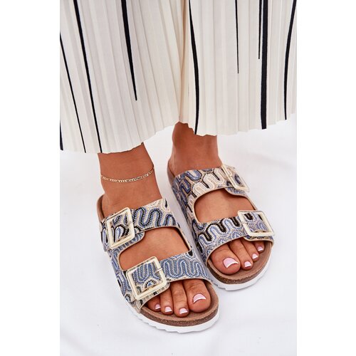 S. BARSKI Women's Sandals With Buckles And Glitter Beige S.Barski Cene