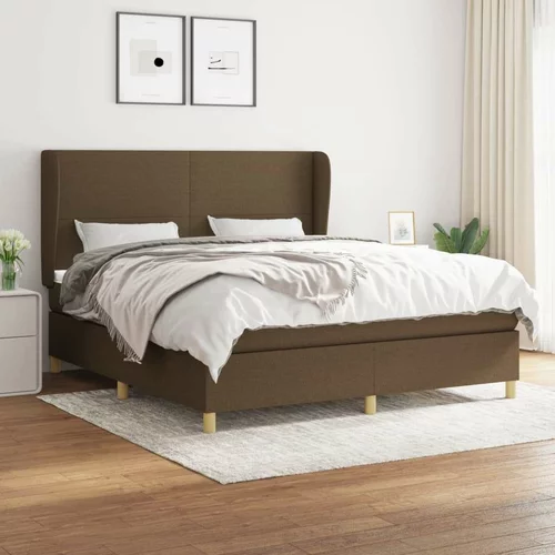  Box spring postelja z vzmetnico temno rjava 160x200 cm blago, (20901386)