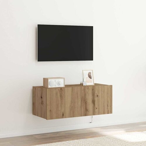 TV zidni ormar s LED svjetlima Umjetnički hrast 80 x 35 x 31 cm Cijene