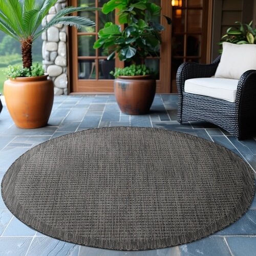 Ayyildiz Carpets Temno siva okrogla zunanja preproga &amp;oslash; 120 cm Giza &amp;ndash; Slike