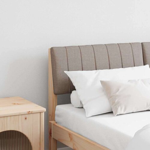 vidaXL Tapecirano vzglavje Taupe 135 cm Masivno borovo les Cene