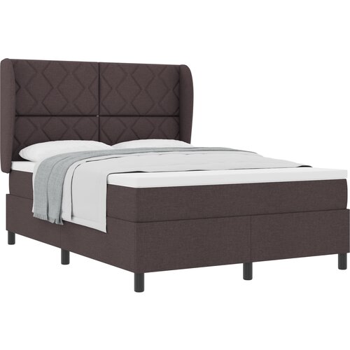 vidaXL Box Spring postelja z vzmetnico - Temno rjava, 160x200 cm, Tkanina, (22051878) Cene