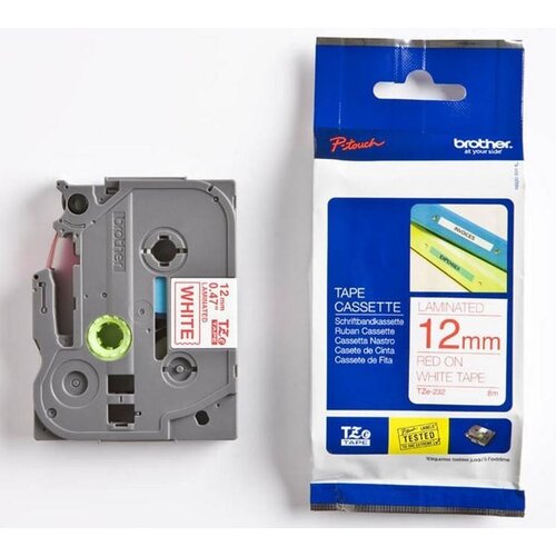  Trak p-touch tze-232 bel/rdeč 12mm BROTHER Slike