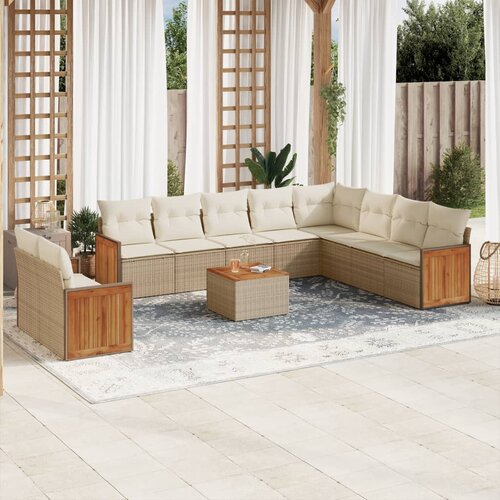 vidaXL 11-dijelni set vrtnih sofa od poliratana s jastucima bež Cijene