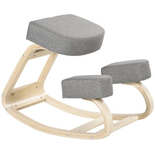 Nesta Ergonomski klečeči stol, oblazinjen sedež za zdravo držo, brezov les, siv, nosilnost 120 kg, (5000493444) Cene