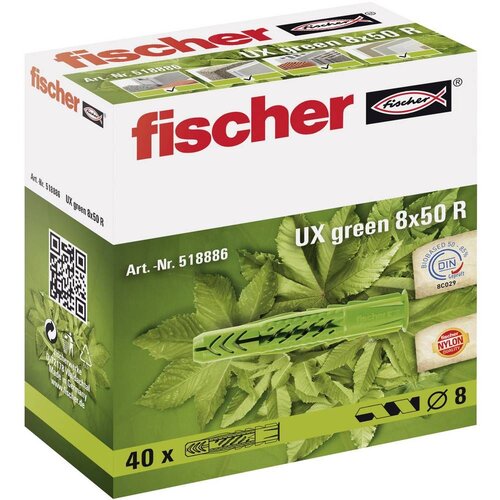 Fischer Univerzalni umetci UX518886, zeleni, najlon, (?xD) 8x50mm, 40 komada Cijene