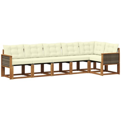 vidaXL Zunanja garnitura za sedenje z blazino 6 pcs Naravna in smetana, (5000272785) Cene