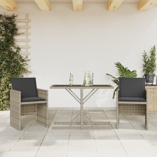 VidaXL 3-dijelni bistro set s jastucima svjetlosivi od poliratana Slike