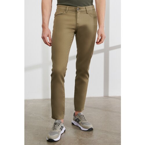 AC&Co / Altınyıldız Classics Men's Green Slim Fit Slim Fit Cotton 5 Pocket Flexible Casual Trousers Cene