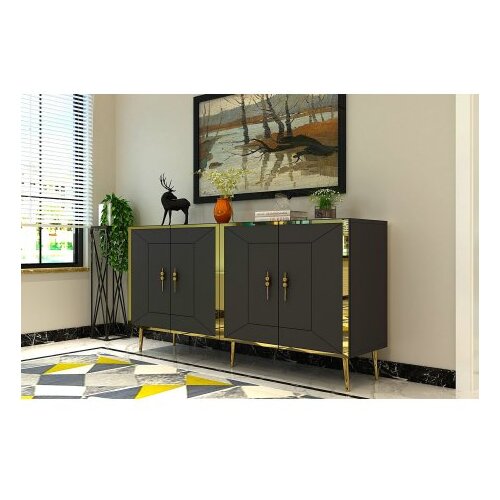 Hanah home komoda arno KB150 anthracite gold Slike