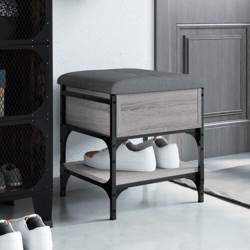 VidaXL Klupa za cipele siva boja hrasta 42x42x45 cm konstruirano drvo Slike