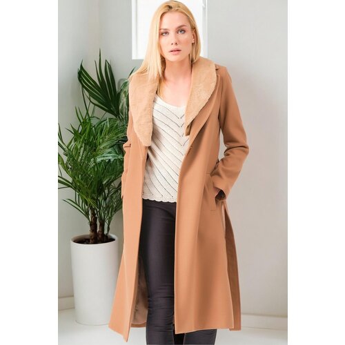 Dewberry Z6671 LADIES&amp;#039; COAT-PLAIN CAMEL Slike