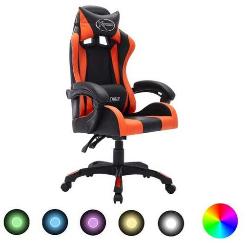  Igraća stolica s RGB LED svjetlima narančasto-crna umjetna koža Cijene