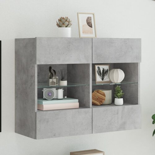 VidaXL Stenska TV omarica z LED lučkami betonsko siva 78,5x30x60,5 cm Slike