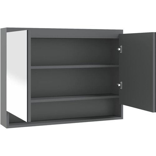 Maison Chic Kopalniška omarica - Kopalniški kabinet z ogledalom 80x15x60 cm MDF siva, (21794445) Cene
