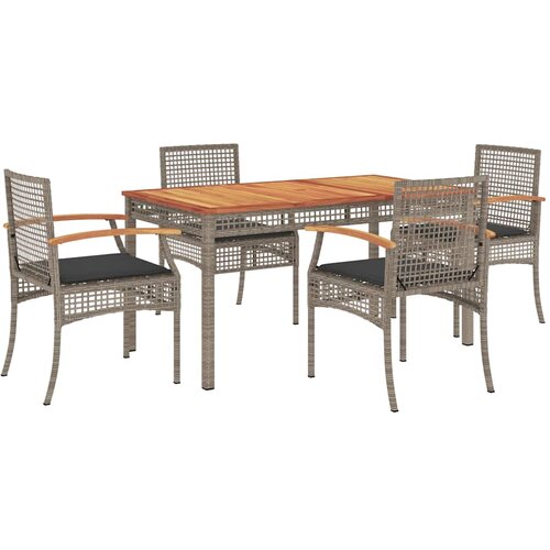  5-dijelni vrtni blagovaonski set sivi od poliratana Siva 140 cm table length Slike