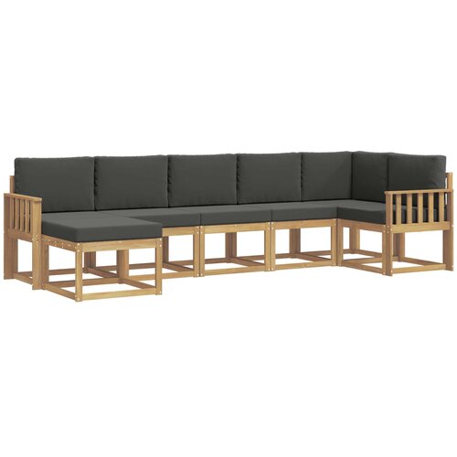  Set vanjskih sofa 7 kom. Bijela i antracit Poliester Smeđa 306 x 128,5 x 73 cm Slike