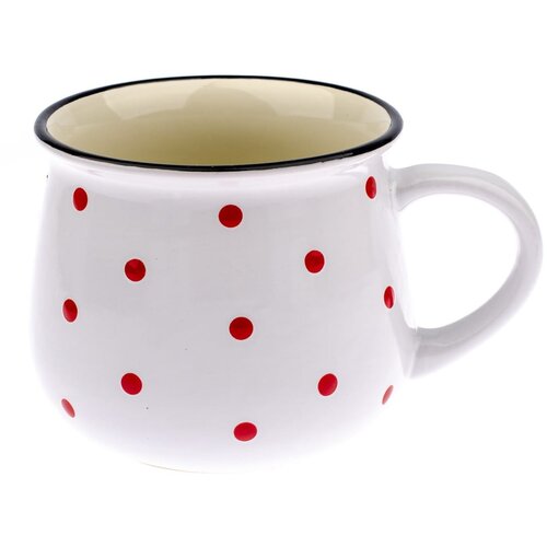 Dakls Bijela keramička &amp;scaron;alica s crvenim točkicama Happy Time, 770 ml Slike