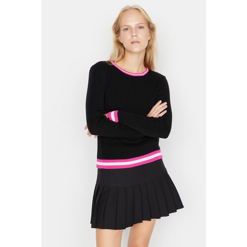 Trendyol Black Color Block Knitwear Sweater Slike