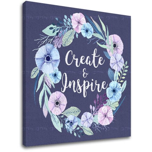  Slike na platnu z besedilom Create and Inspire (moderne slike) Slike