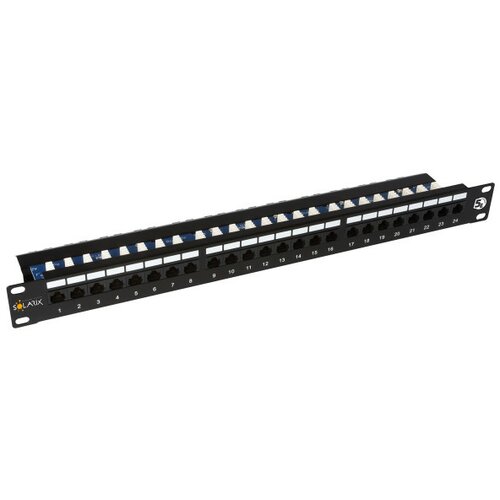 Solarix SX24L-5E-UTP-BK patchcord kabel panel 1U 24x RJ45 Slike