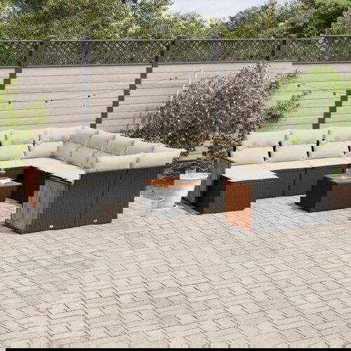 VidaXL 12-dijelni set vrtnih sofa od poliratana s jastucima crni Slike