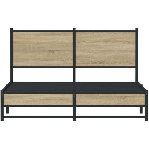 VidaXL Metalni okvir kreveta s uzglavljem boja hrasta sonome 137x190cm Slike