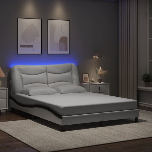 Furnova Posteljni okvir z LED lučkami belo črn 140x200 cm umetno usnje, (21938966) Slike