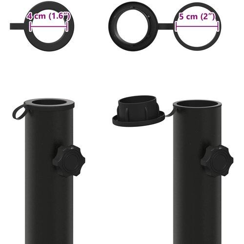  Cijev za suncobran 0.6 kg Crna Željezo for 40-50 mm Pole Slike