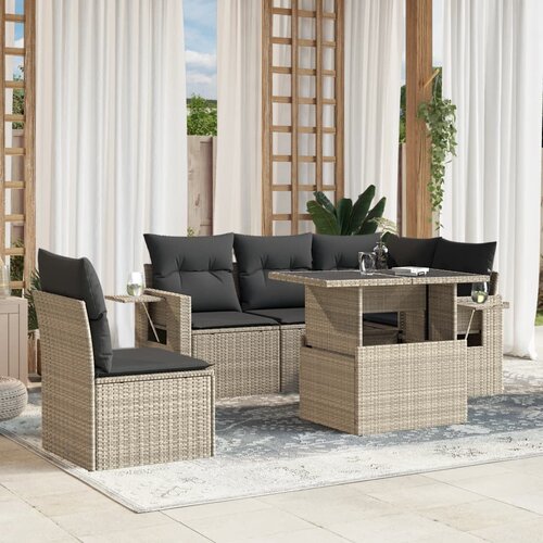 vidaXL 6-dijelni set vrtnih sofa od poliratana s jastucima svjetlosivi Cijene