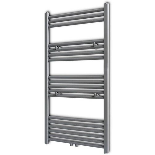 VidaXL kupaonski radijator za ručnike s prečkama ravni sivi 600 x 1160 mm Slike