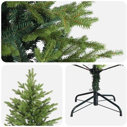  Umjetno božićno drvce s nogom 120 cm PVC i metal Zelena Slike