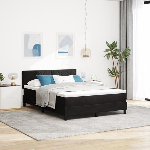 VidaXL Box Spring postelja z vzmetnico in LED črna 140x190 cm žamet Slike